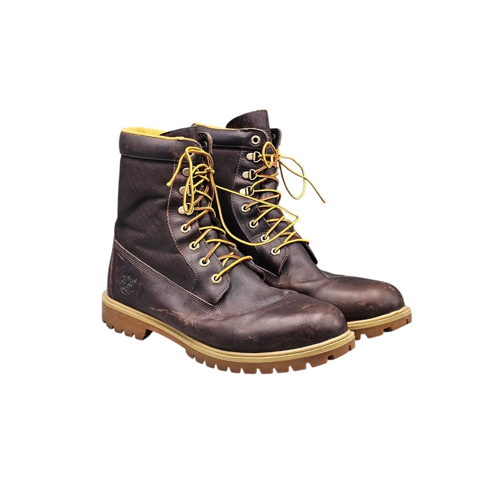 Timberland Men's Size 13 US Brown Leather & Cordura Fabric 8 Inch Lace Up Boots